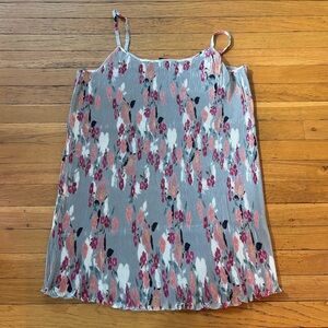 City Chic Pink and Gray Pleated Floral Dress